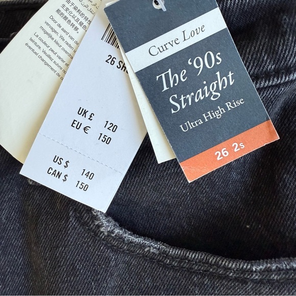 Abercrombie & Fitch Mixed Fabric 90s Straight Ultra High Rise Pants 26 Short - Picture 12 of 12